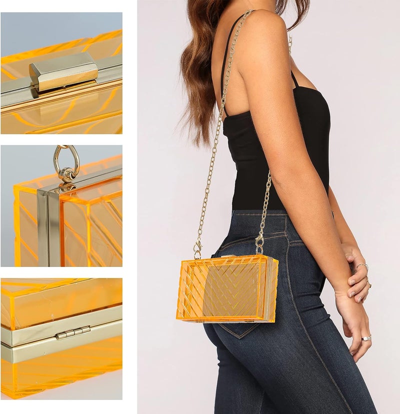 WJCD Clear Purses For Women Acrylic Clear Clutch Bag Stadium Approved - Image 4